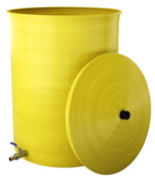 Бочка пластиковая садовая с краном 3/4&quot; из латуни для дождевой воды и полива, 150л, желтый [372]