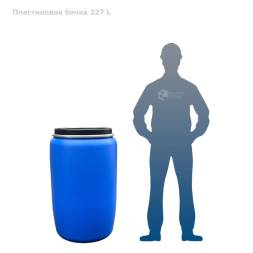 Бочка пластиковая с крышкой и металлическим обручем, 227 л, синий [22010006]