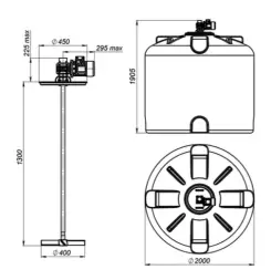 Емкость TR 4500 синий с лопастной мешалкой