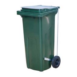 Мусорный контейнер пластиковый для ТБО/ТКО на колесах с педалью и крышкой, 120 л
