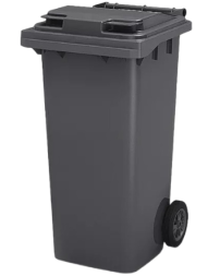 Мусорный контейнер пластиковый для ТБО/ТКО на колесах с крышкой, 120 л, серый