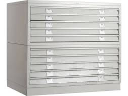 Шкаф металлический картотечный (картотека) для чертежей ПРАКТИК A1-10, А1, 10 ящиков, 880x1010x691 мм