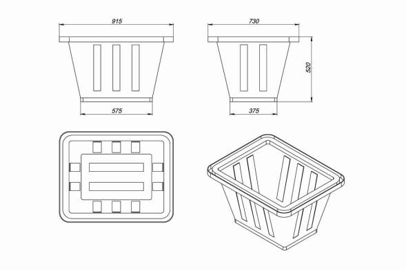 Ванна пластиковая пищевая К, 200 л, HDPE, белый [132.0200.001.0]