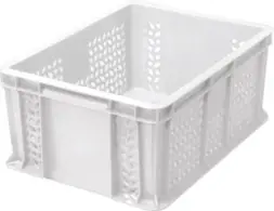Ящик пластиковый перфорированный, 400×300×180 мм, 16.6 л, белый [702.01.02 м]